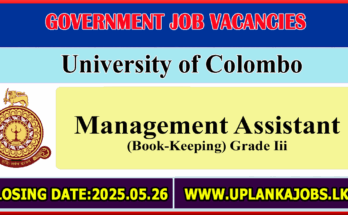Management Assistant (Book-Keeping) – University of Colombo