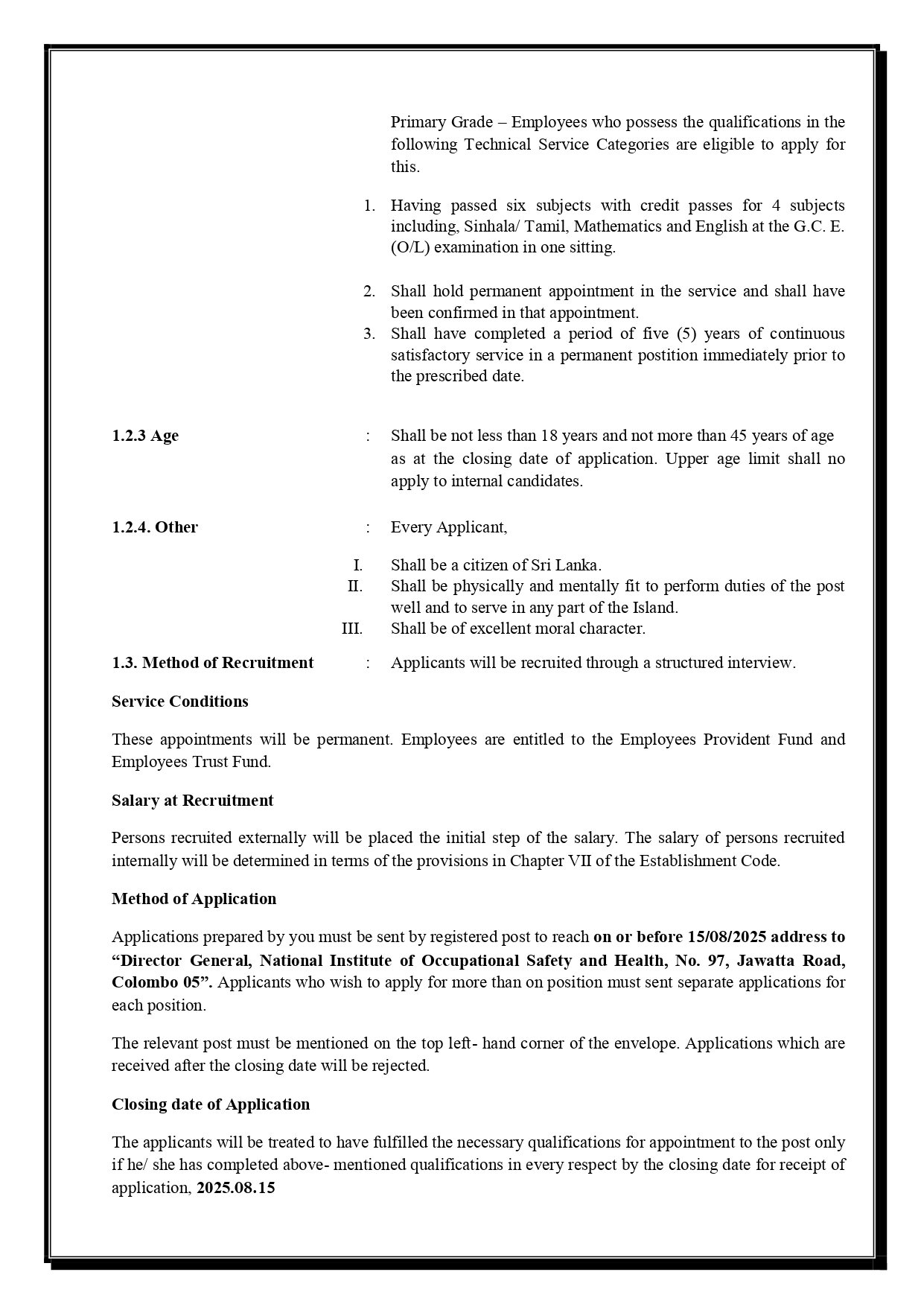 Management Assistant Ministry of labours