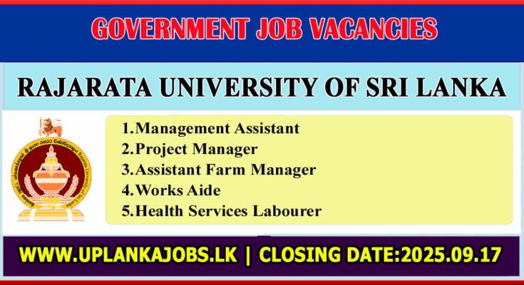 Rajarata university of Sri Lanka vacancies 2025