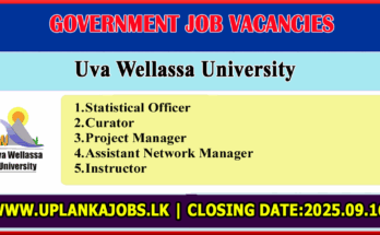 Uva Wellassa University Vacancies 2025