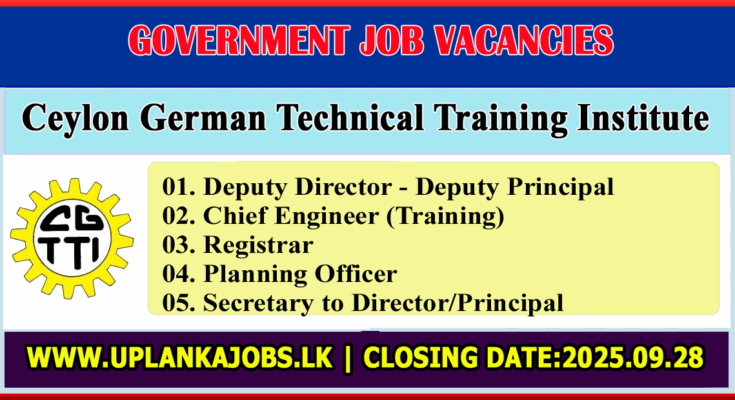 Ceylon German Technical Training Institute Vacancies 2025