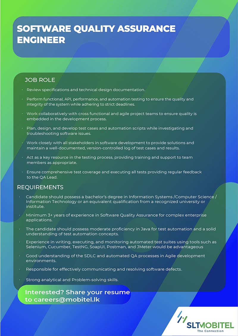 SLTMobitel Job Vacancies 2025