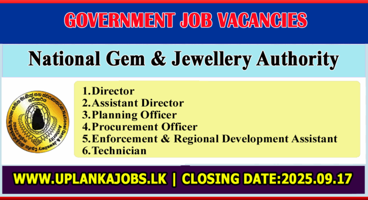 National Gem & Jewellery Authority Vacancies 2025
