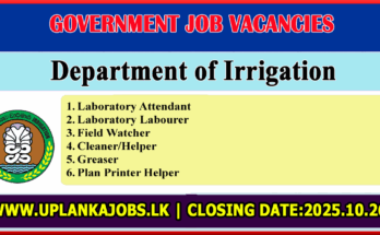 Department of Irrigation Vacancies 2025
