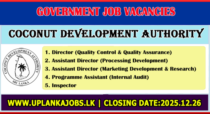 Coconut Development Authority Vacancies 2025