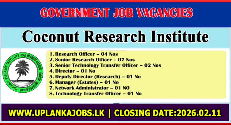 Coconut Research Institute Vacancies 2026