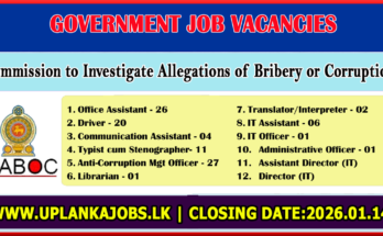 Commission to Investigate Allegations of Bribery or Corruption Vacancies 2026