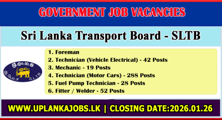 SLTB Job Vacancies 2026