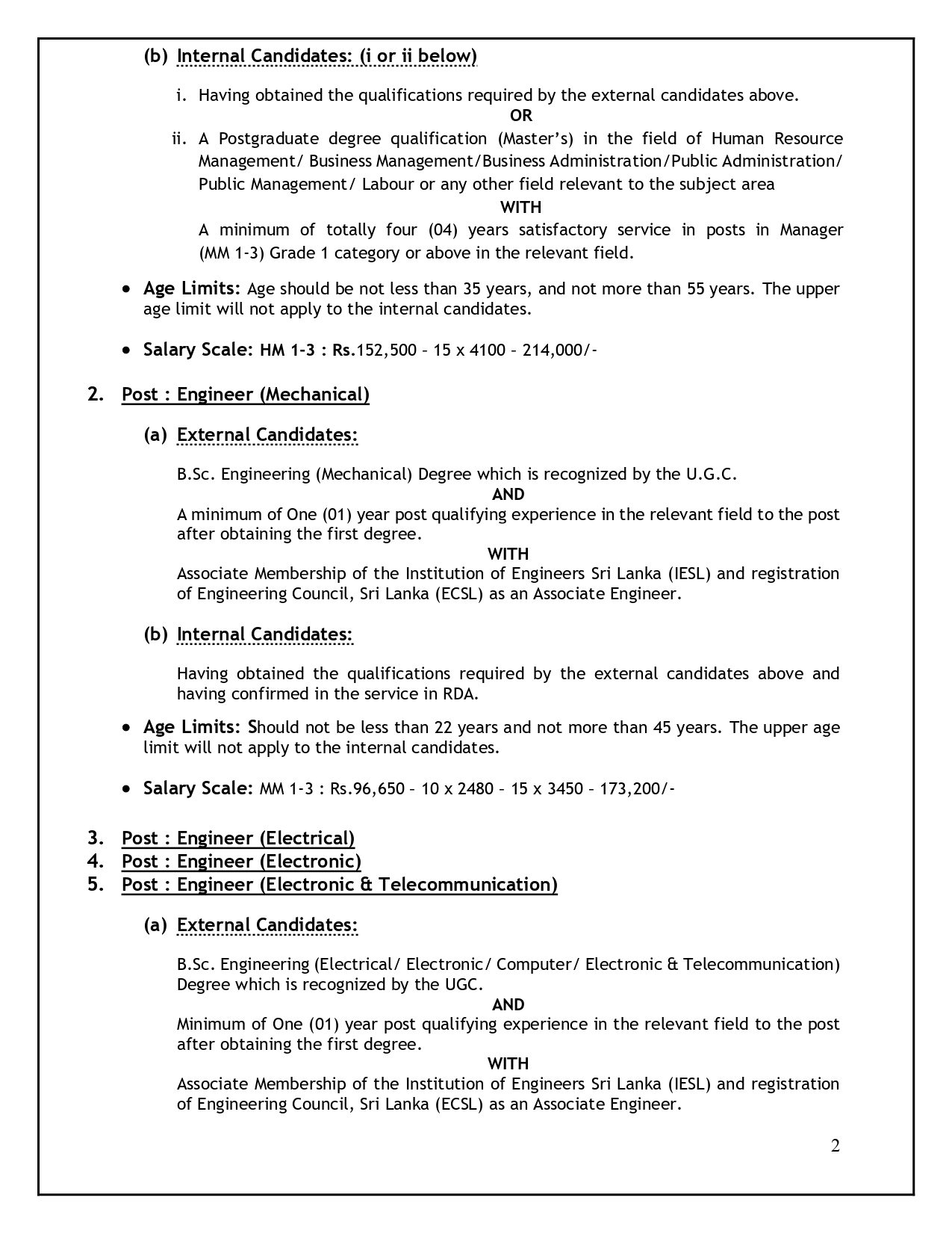 Road Development Authority Vacancies