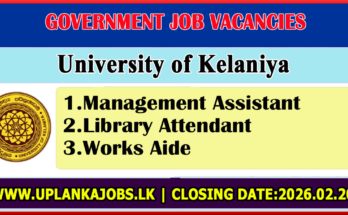University of Kelaniya Non-Academic Vacancies 2026