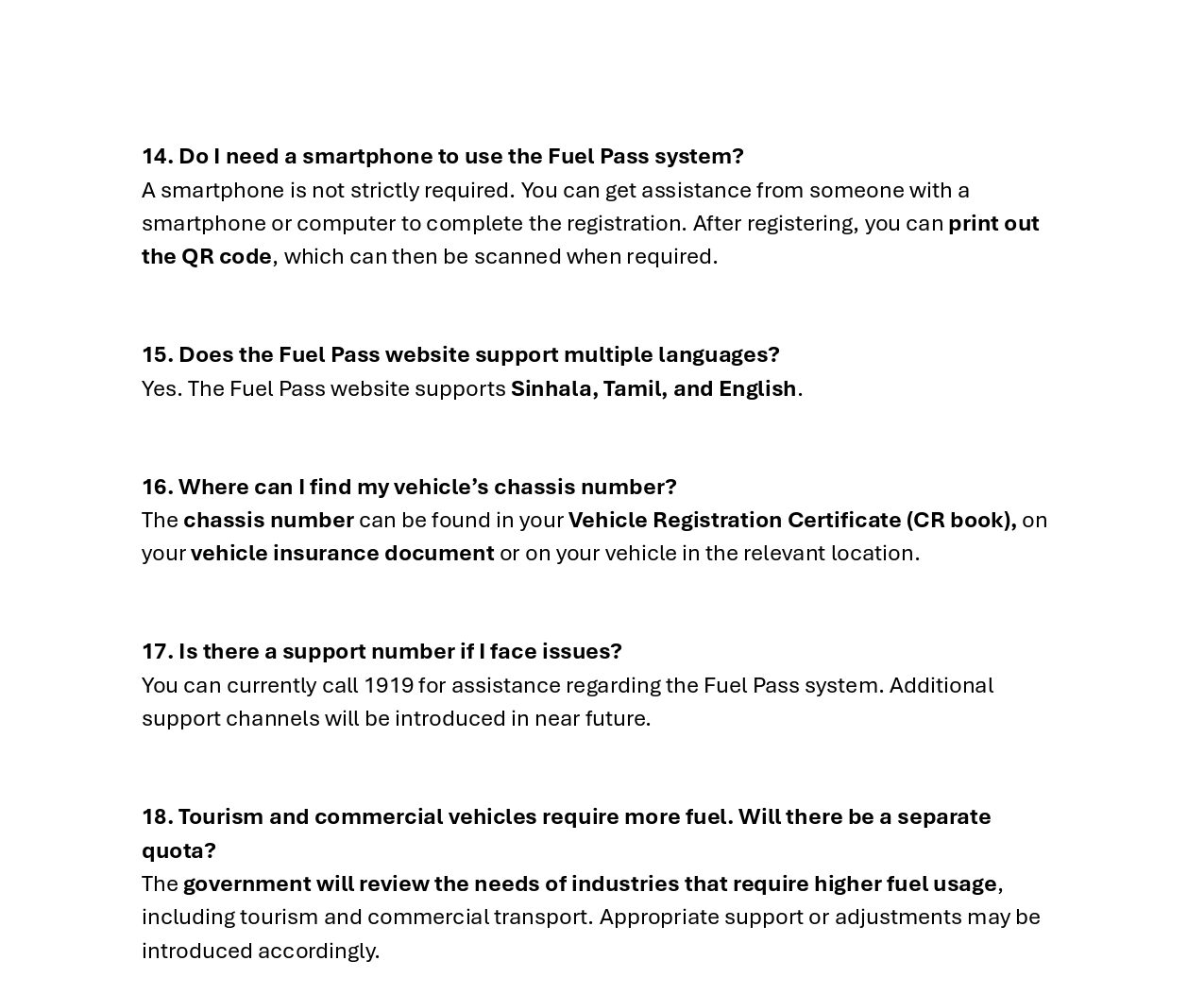 Fuel Pass FAQ in English