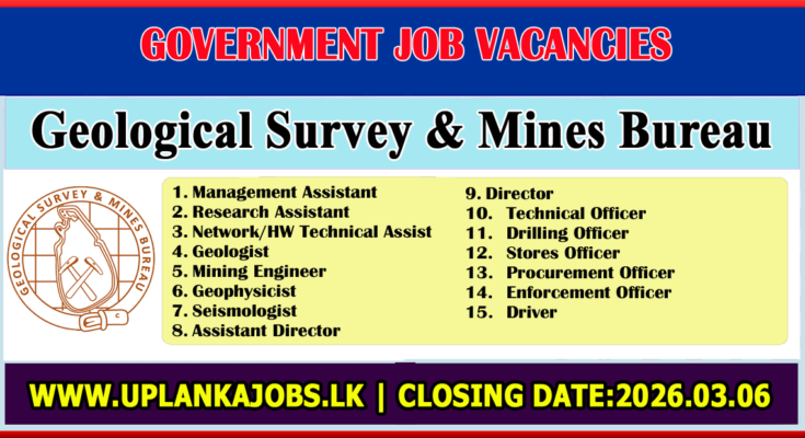 Geological Survey & Mines Bureau Vacancies 2026