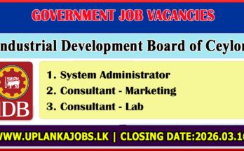 Industrial Development Board of Ceylon Vacancies 2026