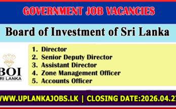 Board of Investment of Sri Lanka Vacancies 2026