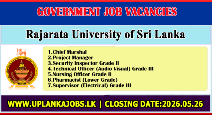 Rajarata University of Sri Lanka Vacancies 2026