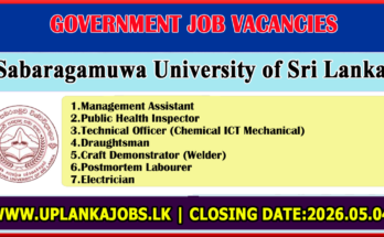 Sabaragamuwa University of Sri Lanka Vacancies 2026
