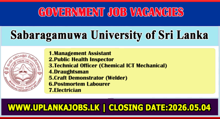 Sabaragamuwa University of Sri Lanka Vacancies 2026