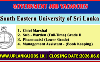 South Eastern University of Sri Lanka Vacancies 2026