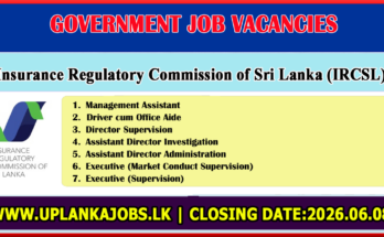 Insurance Regulatory Commission of Sri Lanka Vacancies 2026