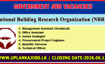 National Building Research Organization (NBRI) Vacancies 2026