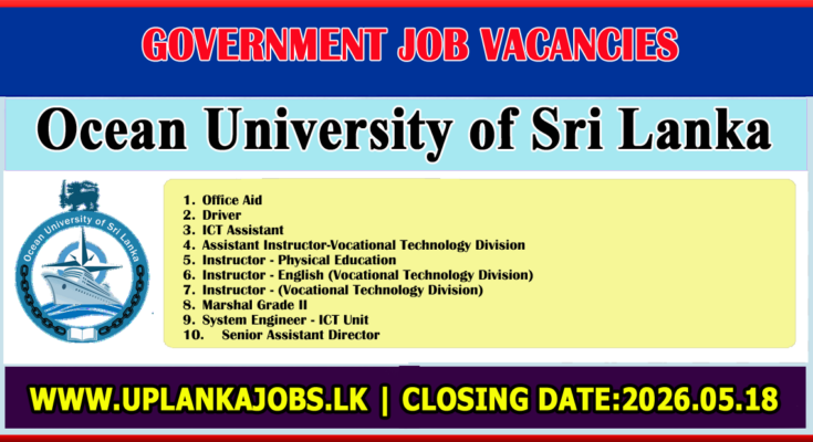 Ocean University of Sri Lanka Vacancies 2026