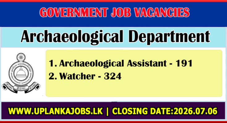 Archaeological Department Vacancies 2026