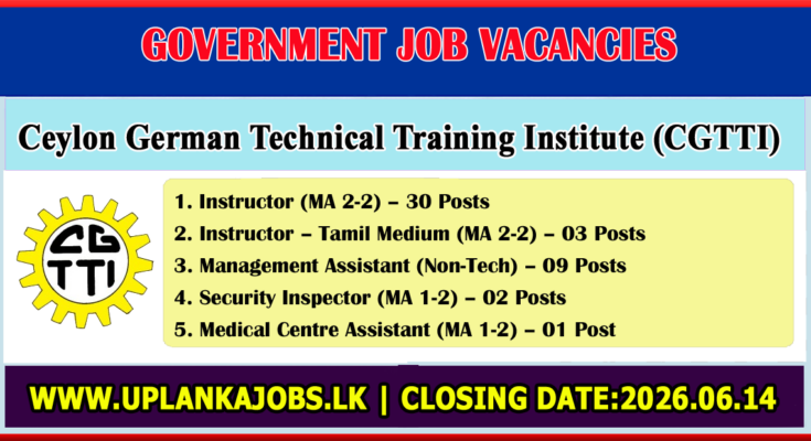 Ceylon German Technical Training Institute Vacancies 2026