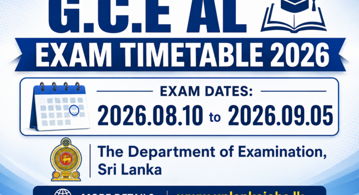G.C.E A/L TIMETABLE 2026