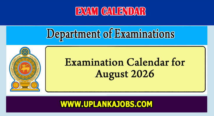 Examination Calendar for August 2026