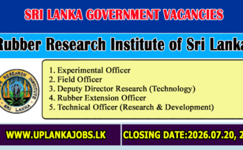 Rubber Research Institute of Sri Lanka Vacancies 2026