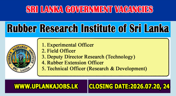 Rubber Research Institute of Sri Lanka Vacancies 2026