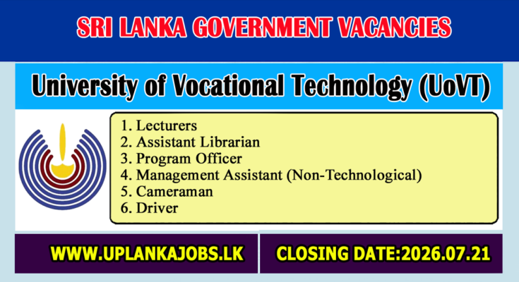 University of Vocational Technology (UoVT) Vacancies 2026