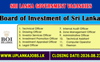 Board of Investment of Sri Lanka Vacancies 2026