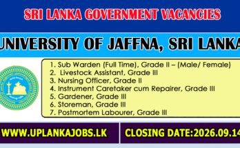 Jaffna University Non-Academic Vacancies 2026