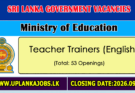 English Teacher Trainer Vacancies 2026