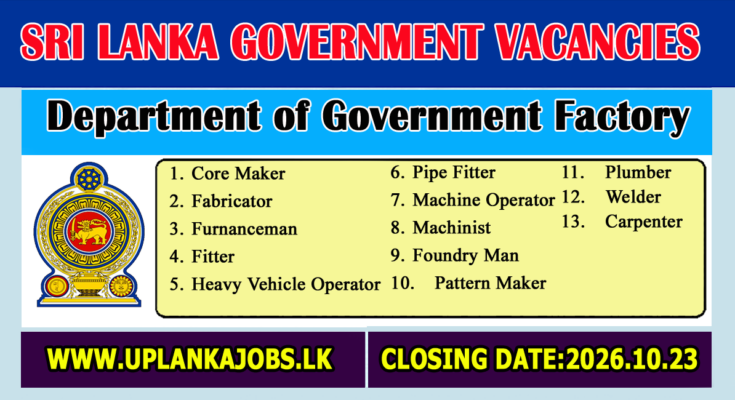 Department of Government Factory Vacancies 2026