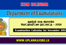 Examination Calendar for November 2026