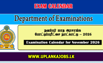Examination Calendar for November 2026