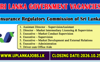 Insurance Regulatory Commission of Sri Lanka Vacancies