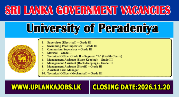 University of Peradeniya Vacancies 2026