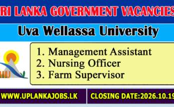 Uva Wellassa University Non-Academic Staff Vacancies 2026