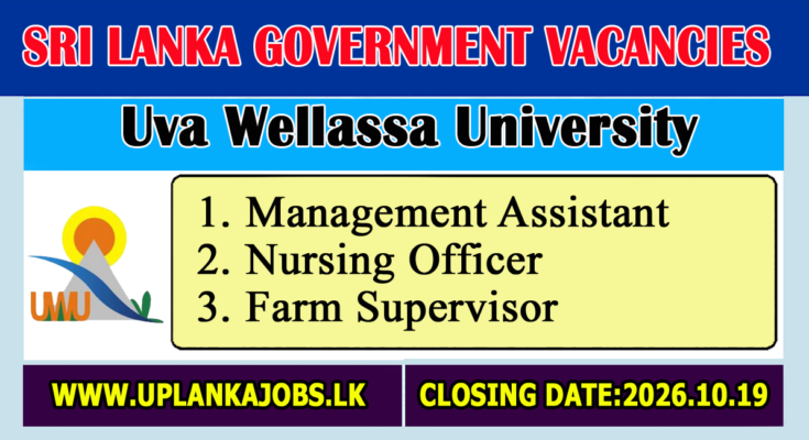 Uva Wellassa University Non-Academic Staff Vacancies 2026